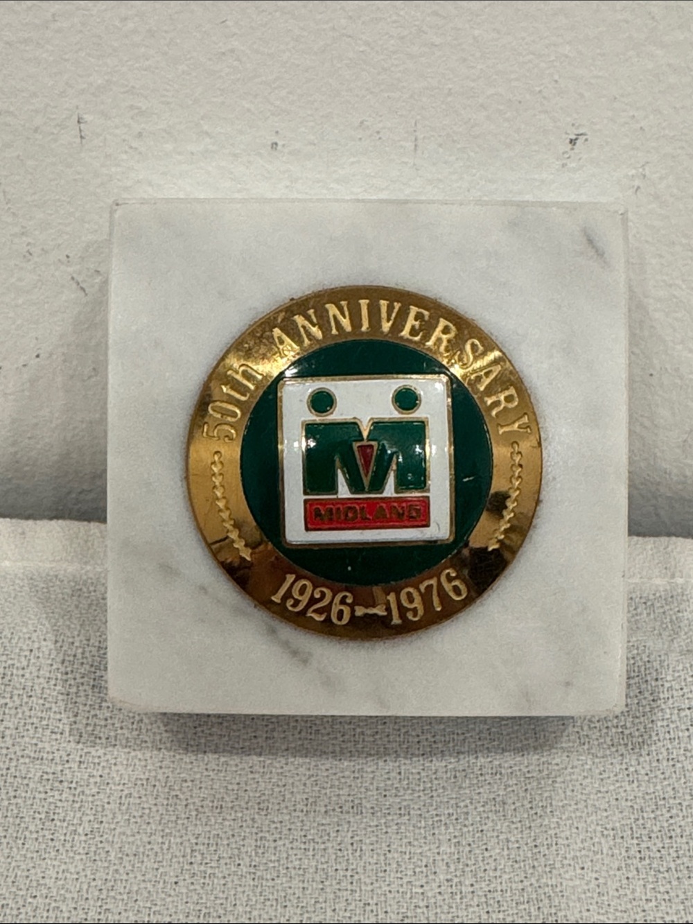 Vintage 1976 Midland Cooperatives 50th Anniversary Marble Paperweight 1926-1976